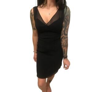 Elie Tahari Silk Little Black Dress Ruched waist Size 6